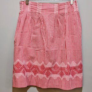 Vintage red gingham checkered apron